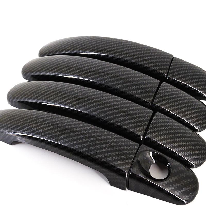 For Ford Tourneo Connect 2013-2018 Accessory Glossy Black Carbon Fibre Pattern Car Side Door Handle Covers Trim 2014 2015