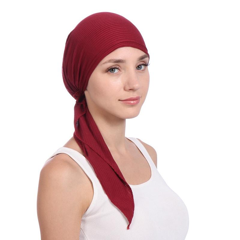 1Pc Polyester Women's Hijab Headscarf Turban Headwrap Cover Muslim Chemo Cap Hair Loss Hat