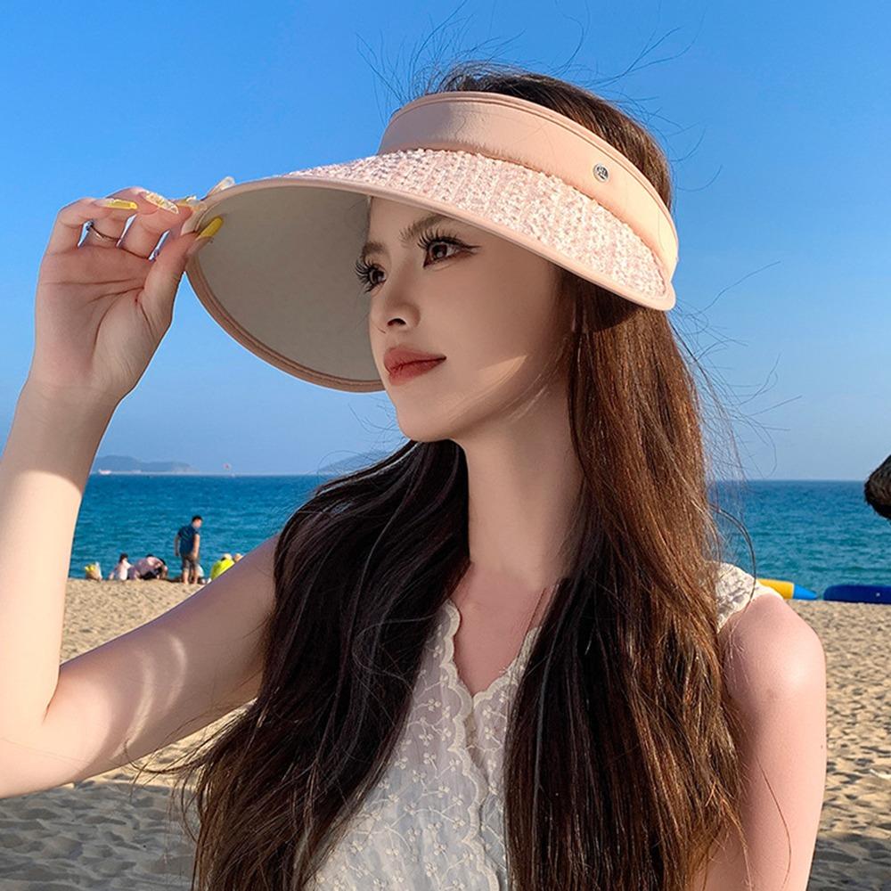Shiny Empty Top Cap Summer Visor Cap Simple Sequin Sun Hat  Holiday