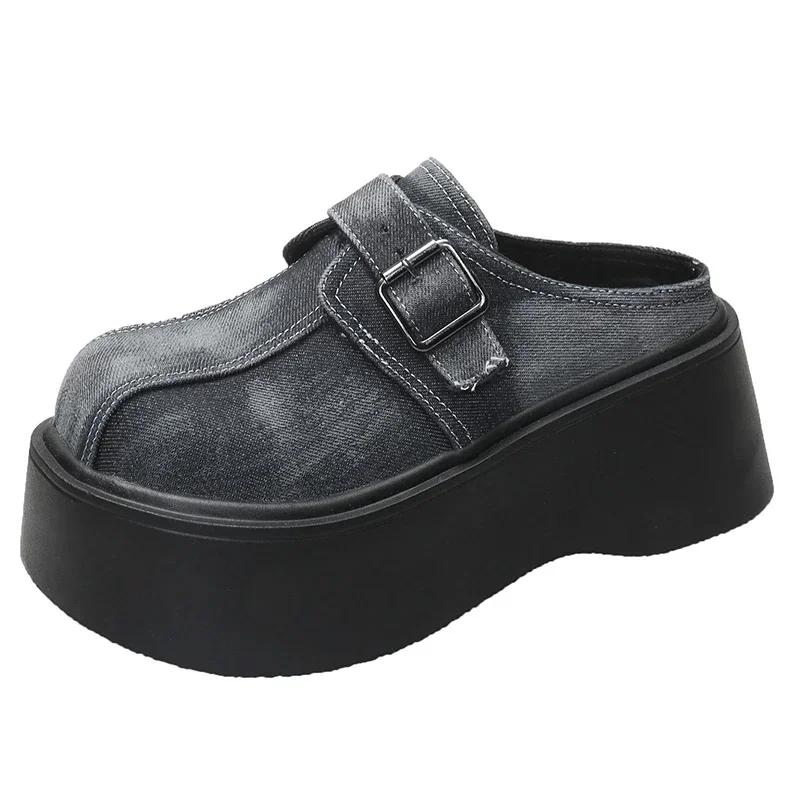 

Модные женские тапочки на танкетке и платформе высотой 7,5 см, на шнуровке, массивные кроссовки, повседневные, удобные, дышащие, брендовые, весна-лето, туфли Bao Toe 40 чёрный