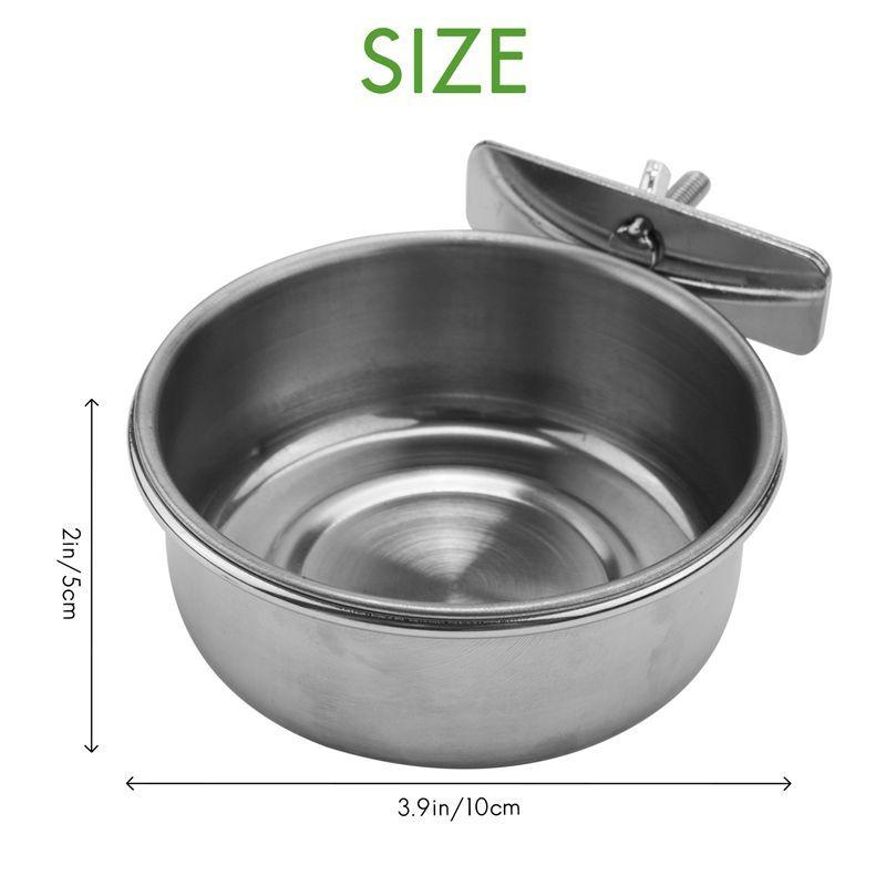 A25F-3-Piece Bird Feeder Cup Stainless Steel Parrot Feeder Cup Animal Cage Water Food Bowl S