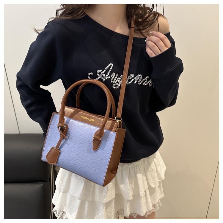 Women's Faux Leather Color Block Tote Bag Large Capacity Mother Daughter Set Shoulder Bag Fashionable Casual Handbag