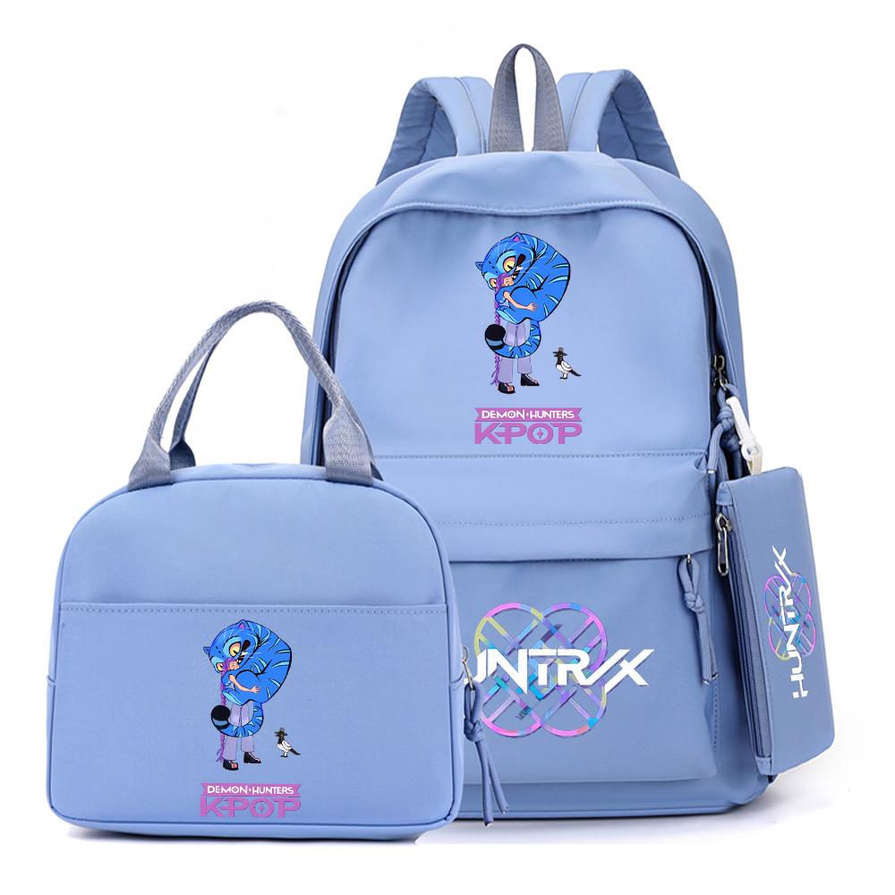 4Pcs/set Anime K-Pop Demon Hunters Printed Backpack with Handbag Pencil Case for Teenager Student Boy Girl Schoolbag Bookbag Large Capacity Travel Bag