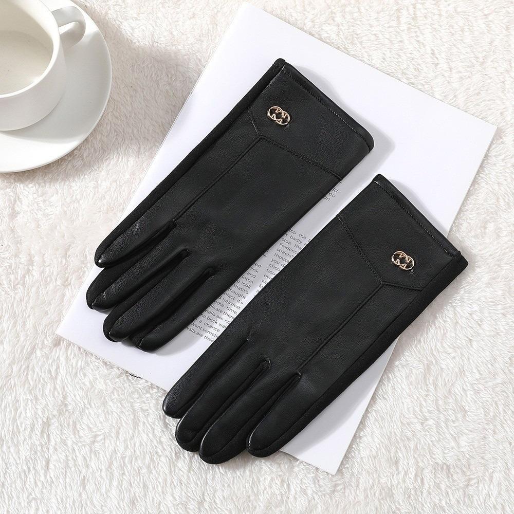 New PU Leather Winter Gloves Warm Full Finger Touch Screen Gloves Touchable Screen Coldproof Driving Mittens Girls