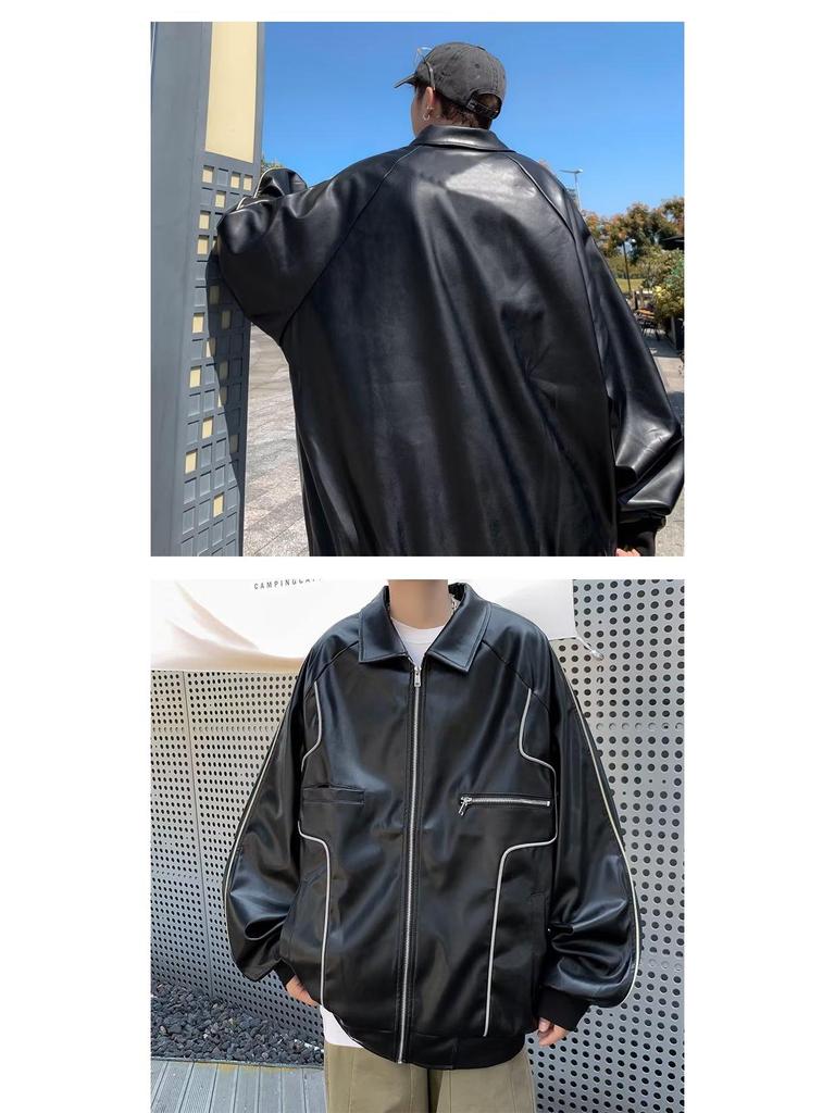 Men's Retro PU Leather Jacket - Trendy Korean Style, Street Fashion, Hip Hop Cardigan, Autumn/Winter Outerwear