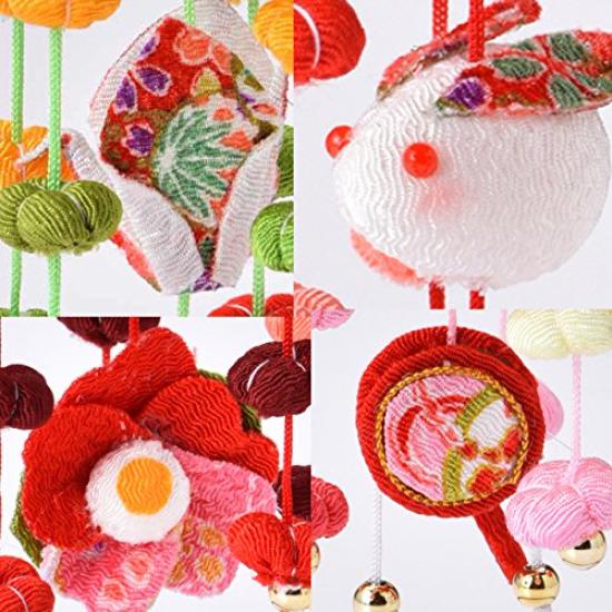 Takagi Fiber Panami Chirimen Bean Umbrella Hanging Doll Making LH425 Kit, Five-Piece Set, Red,