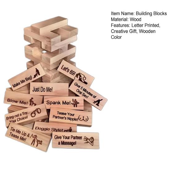 48Pcs Super Naughty Building Blocks Romantic Adult Party Gift Valentine Tumbling Tower Stacking Blocks Game