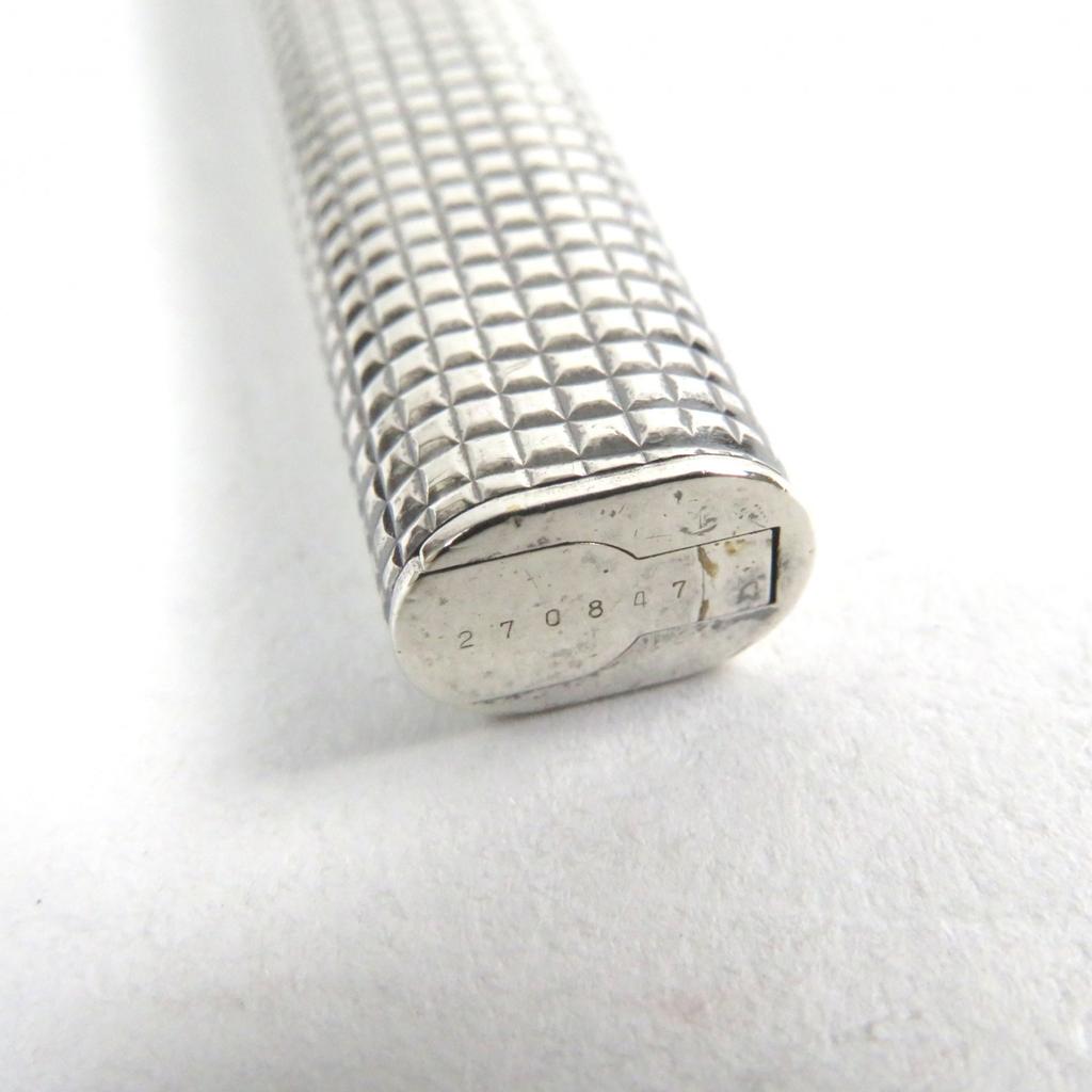 Great Cartier Ballpoint pen Trinity logo engraved cap style Silver grid pattern mens Used