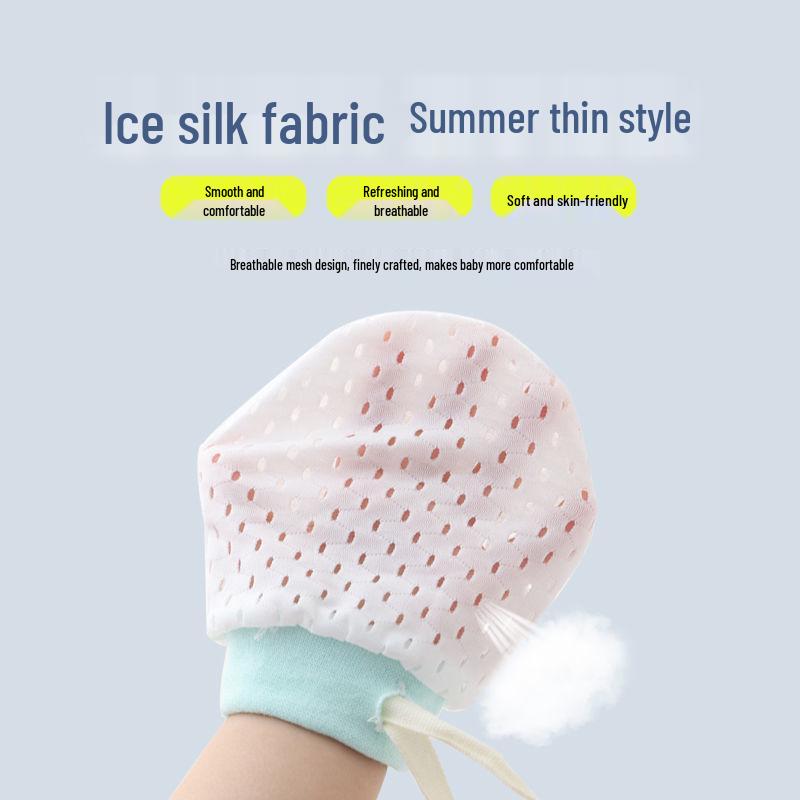 Adjustable Ice Silk Anti-Scratch Baby Mittens for Newborns