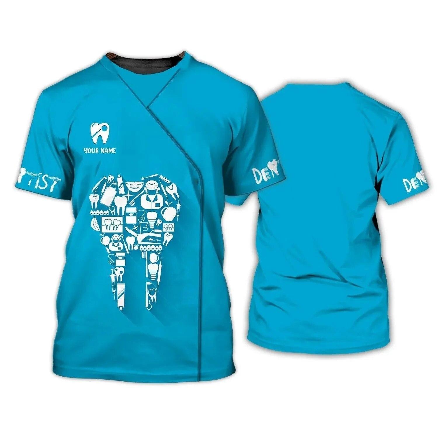 

Рубашки для стоматологов, персонализированная женская футболка с круглым вырезом для медсестер, униформа, комбинезон с короткими рукавами и 3D принтом, женская одежда больших размеров M