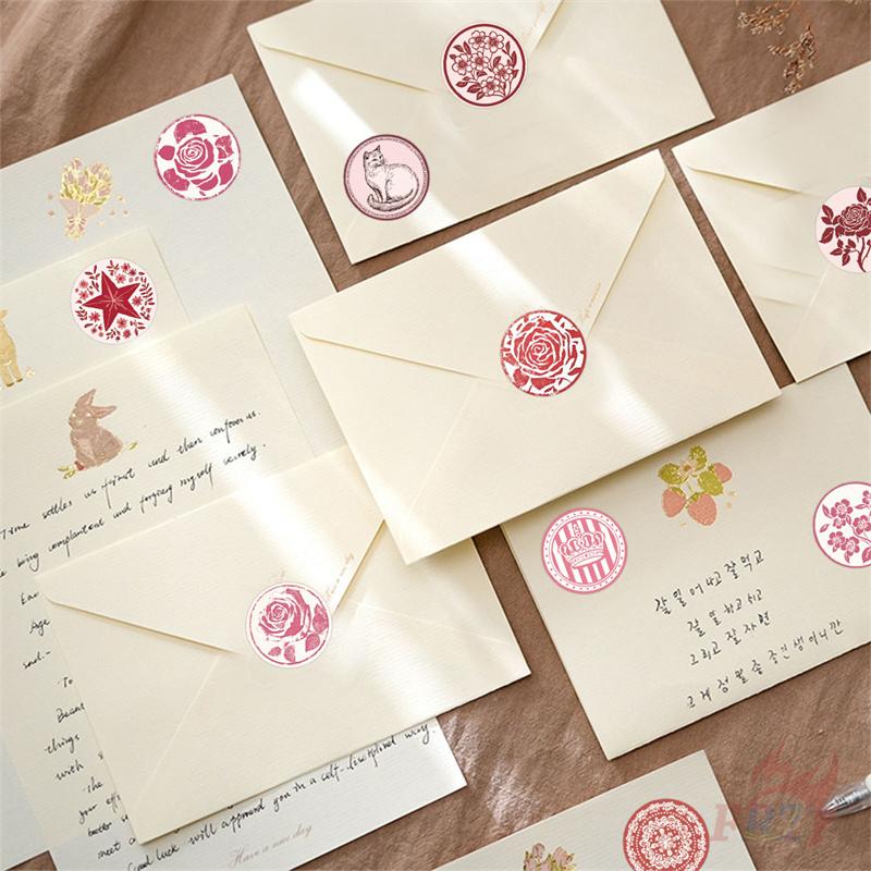 500Pcs/Roll Vintage Pink Art Series 02 Kids Rewards Stickers - DIY Scrapbooks Album Decor Sealing Label Decals