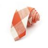 Men,Plaid, Cotton Ties,  Orange, Green, Striped Necktie, Slim Casual Tie