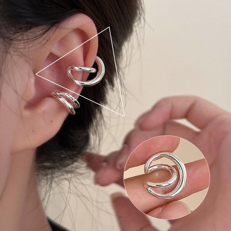 Korean Style S925 Sterling Silver Multi-Layer Pearl No-Pierce Ear Cuff – Women's Retro Elegant Earrings, Niche Ear Jewelry.