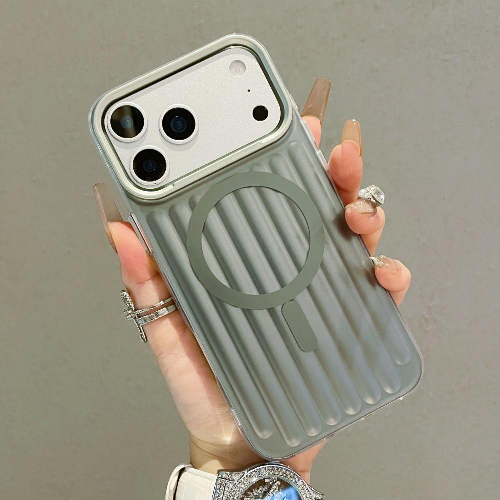 

Corrugated 3D Stripe Luggage Pattern For Magsafe Magnetic Case For iPhone 17 Pro Max 16 15 14 13 Air Gloss Shockproof Hard Cover iPhone 15 Pro Max