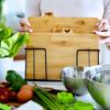 Set of 4 cutting board serving kitchen bamboo wooden + stand