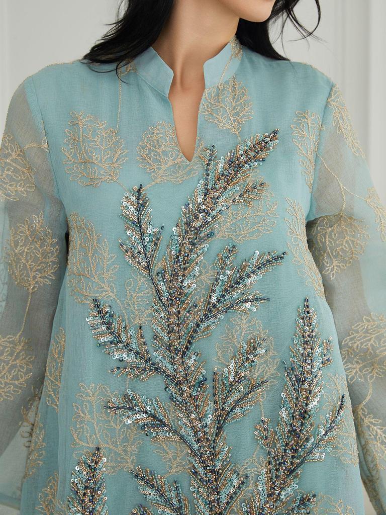 NC90 Women's Plus Size Embroidered Sequin Abaya Dress - Middle Eastern & Western Style