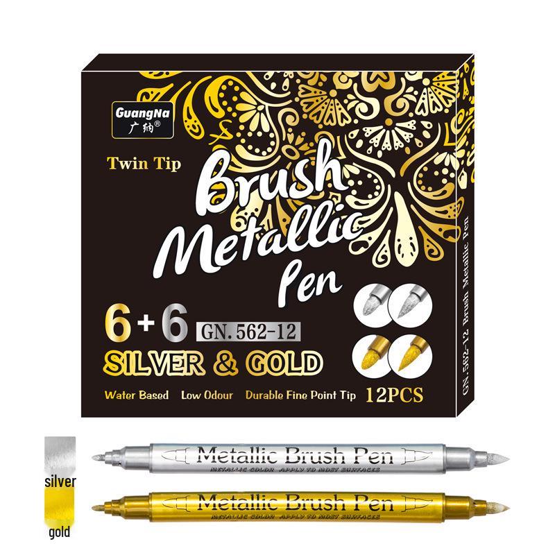 Wide Nala Dual-Tip Metal Marker for Glass, Ceramic, Plastic - Soft & Hard Tips for Hand-Painted, Signature, Graffiti, and DIY Projects. Waterproof.