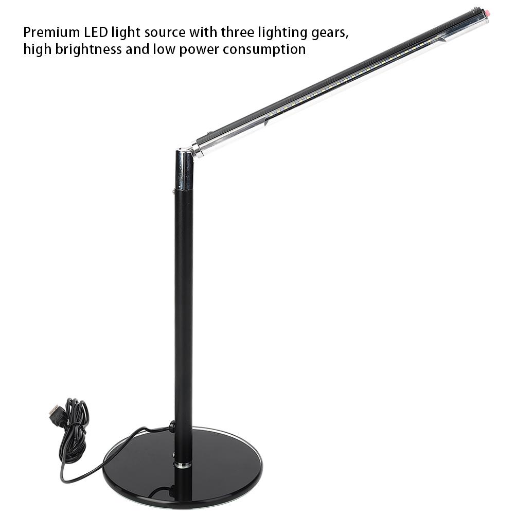 DC5V 4.5W USB Charging LED Table Lamp Folding Desk Light for Bedroom Reading Studying Black