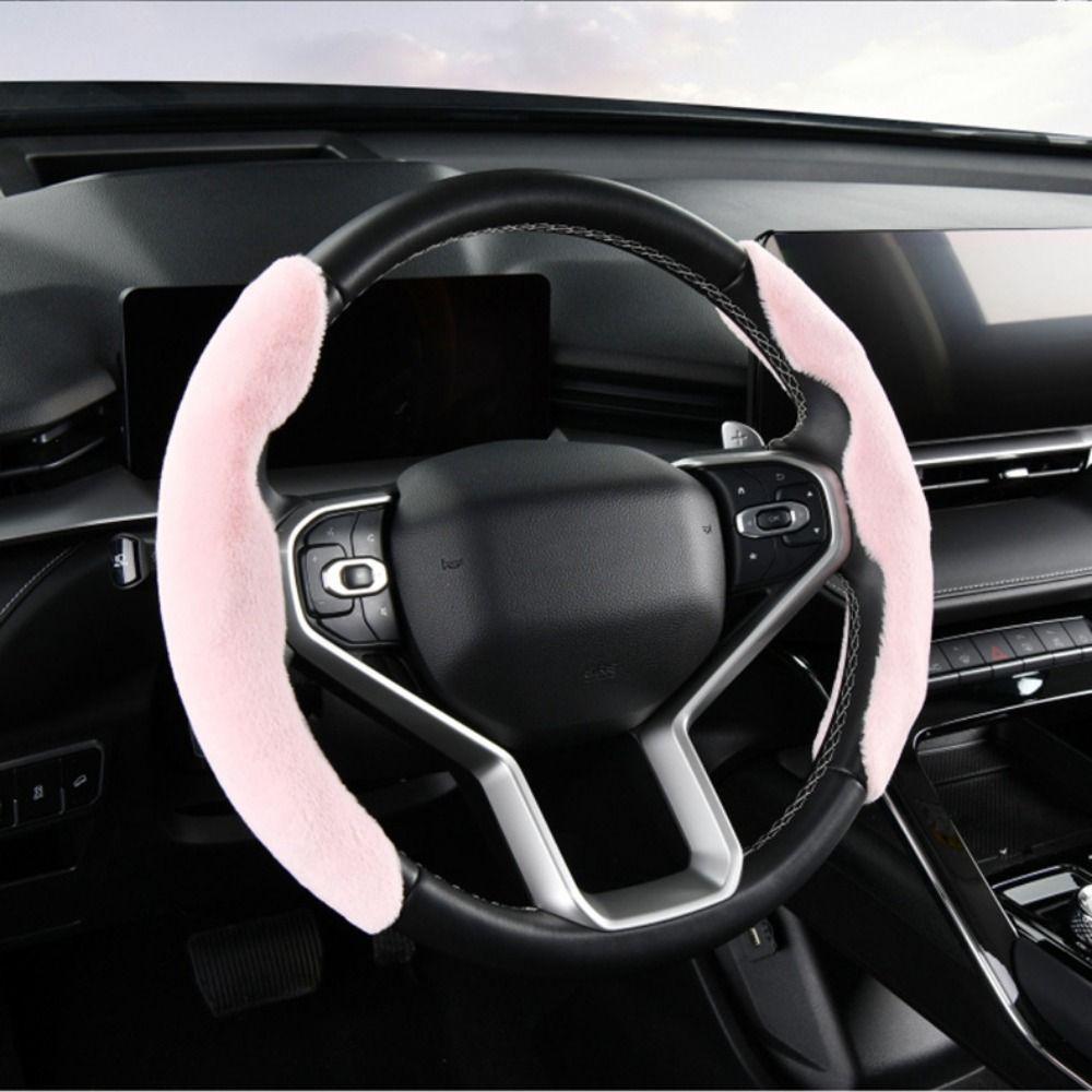 2Pcs Universal Auto Steering Cover Plush Steering Wheel Sleeve Car Steering Wheel Cover  General
