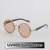 Personalized And Trendy Metal Round Framed Sunglasses Uv400 Protection Street Photography Stage Performances Shades Glasses