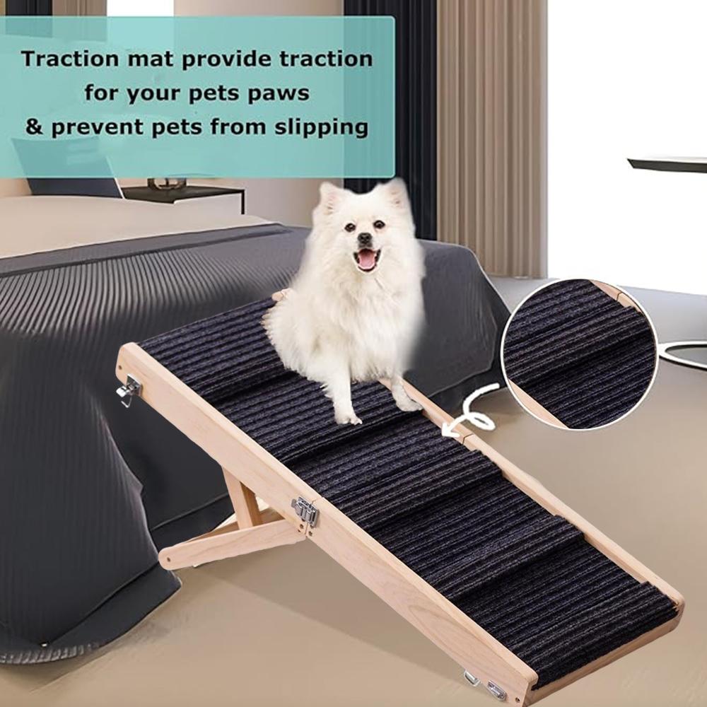 Foldable Pet Ramp Dog Ladder Anti-slip Height Adjustable Climbing Ramp Steps Dog Stairs for Couch/Bed Non-Slip Safety Dog Ladder