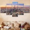 5 Panel HD Printed Painting On Canvas Aerial Sunset View of Paris Modular Wall Art Picture for Living Room Decoration