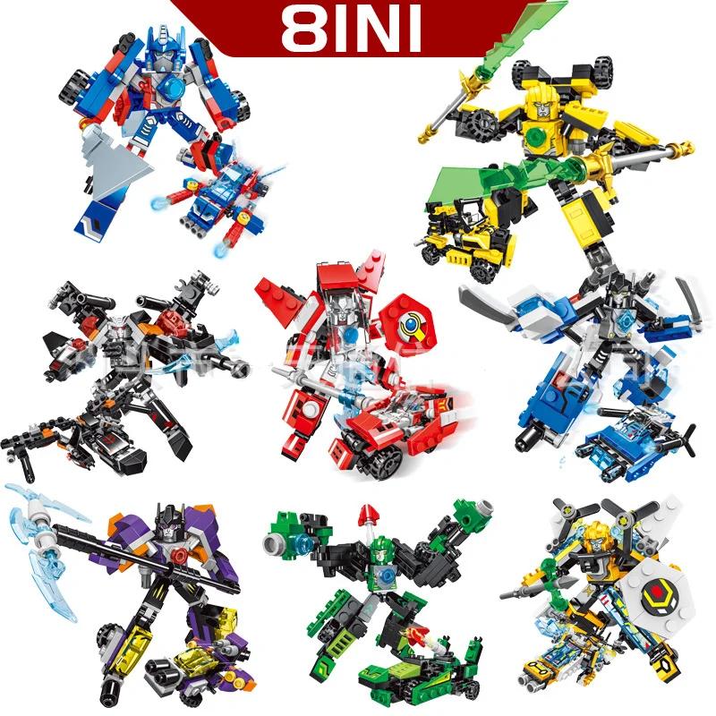 Three Forms of Mini Humans, Building Blocks, Robots, Cars, Children s Puzzle DIY, Assembled Building Blocks Toys, Birthday Gifts