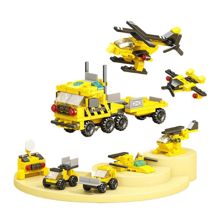 NEW DIY 6in1 Aircraft Carrier Helicopter Mortar Missile Armored Vehicle Building Blocks Kit Girls Bricks Movie Model Kids Toy