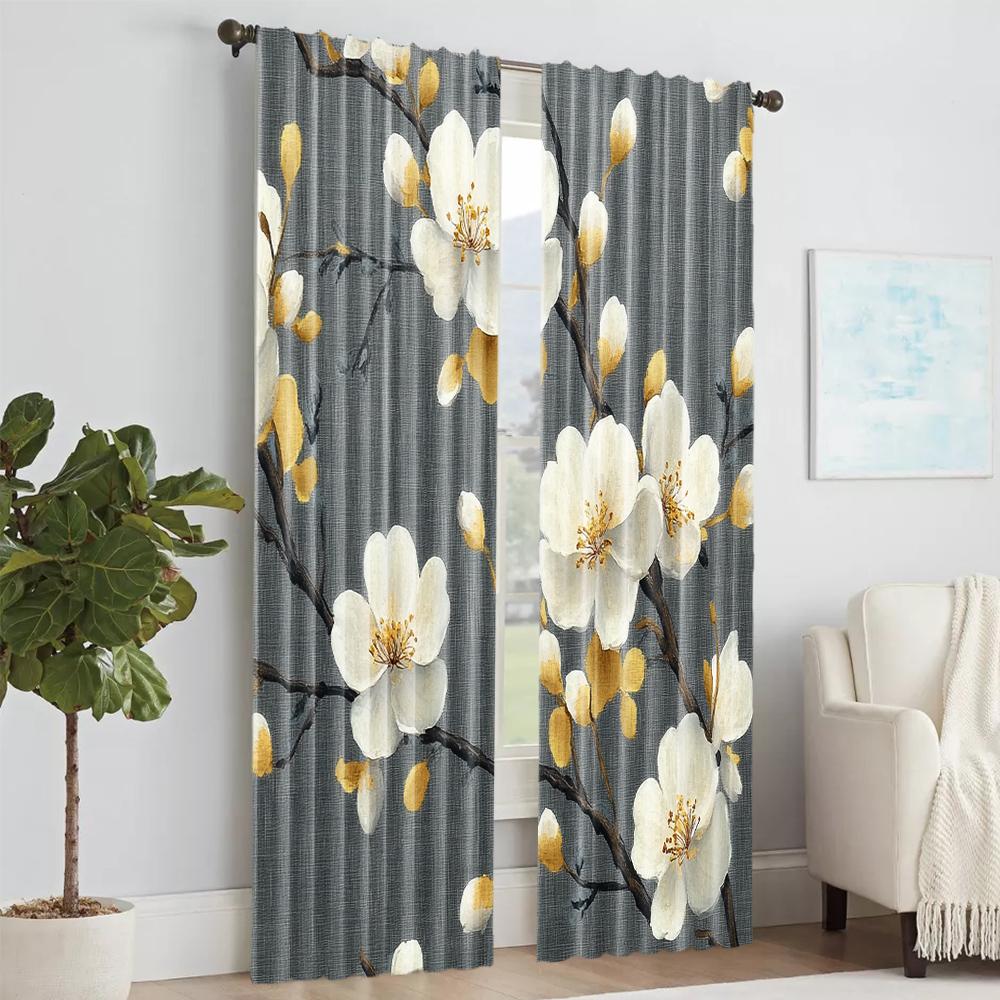 2 pcs   versatile polyester transparent curtains for home decoration Grey for use in bedrooms and living rooms