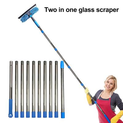 Window Scraper Cleaning Tool Kit 2 In 1 Silicone Blade Absorbent Fiber Scrubber