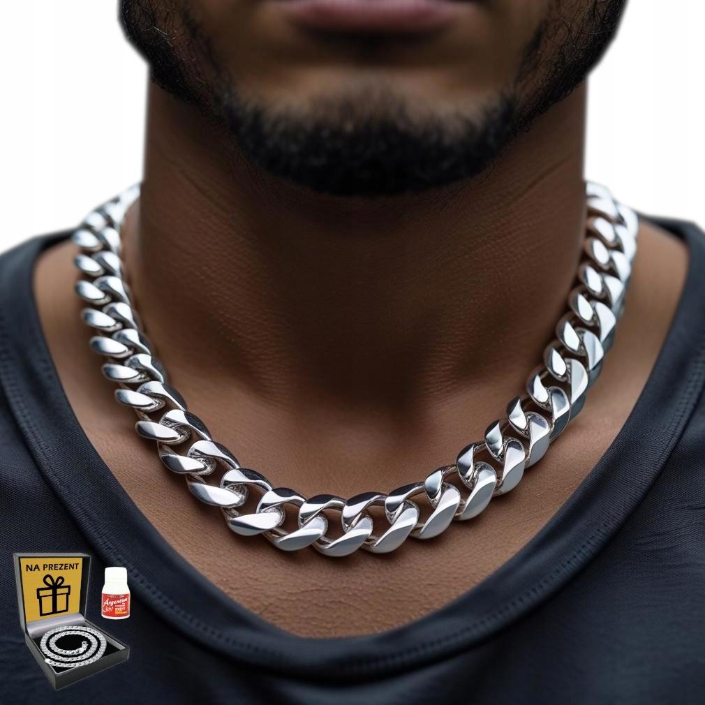 Chain Necklace Men' Silver Thick 9mm Cuban Chain Gift