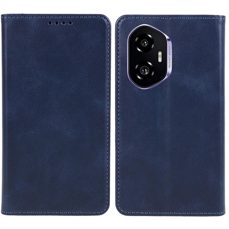 

For Honor 300 Case Strong Magnetic PU Leather Phone Cover Calf Texture Blue
