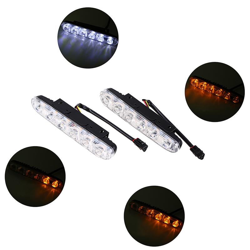 

Дневные ходовые огни DRL LED для автомобиля 6 светодиодов Автомобильная противотуманная фара 9 светодиодов Белый Желтый Лампа указателя поворота Вождение Противотуманные фары