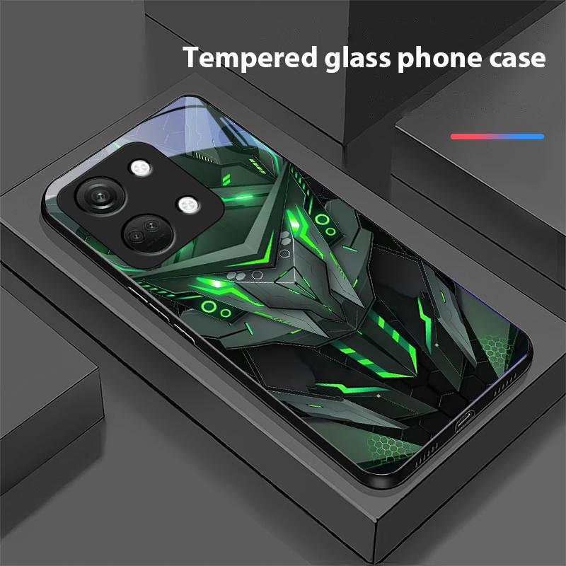 Creative Mech For OnePlus Nord 3 5 6T 7 Pro 8 12 10T Reno8 Lite 5G 10R Nord N30 Hard Shell Tempered Glass Phone Case Black