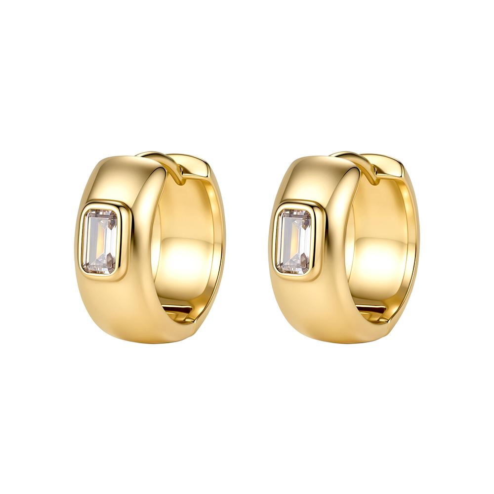 Damila New Trendy Copper 18K Gold Plated Zircon Hoop Earrings Jewelry for Women Girls