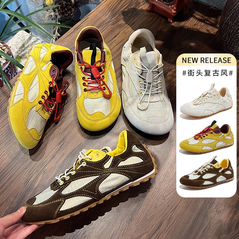 Leather German Training Shoes Women's Spring New Ugly Cute Big Head Color Matching Sports Shoes Casual Versatile Flat Forrest Gump Shoes