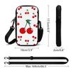 Cherry Blossom Cartoon Red Cherries Pattern Green Stem Leaf Graphic Print Fashion Adjustable Removable Strap Crossbody Phone Bag