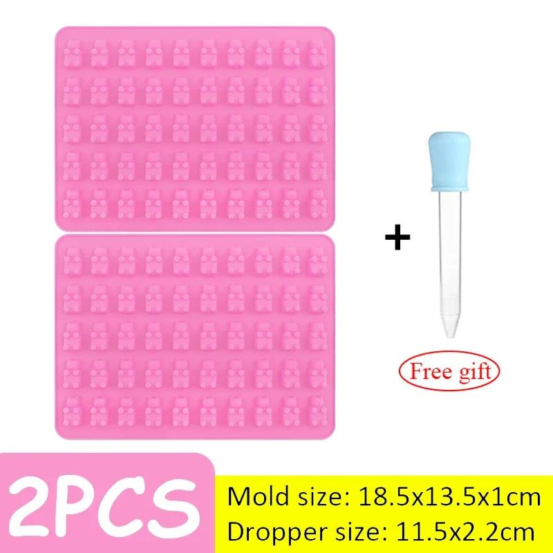 Silicone Mini Gummy Bear Mold DIY Chocolate Jelly Candy Cake Fondant Mould with Dropper Household Making Mold Baking Supplies