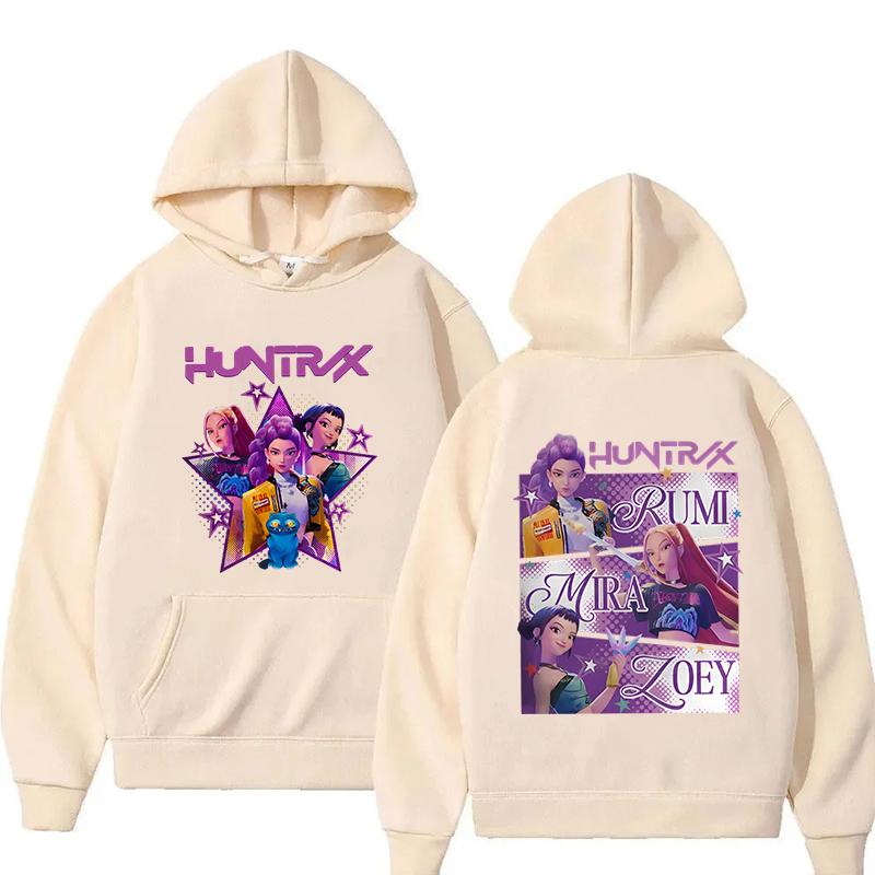 KPop Demon Hunters Huntrix Hoodies Men Women Casual Pullovers Mira Rumi Zoey Printed Sweatshirt Hooded Unisex Fashion Streetwear