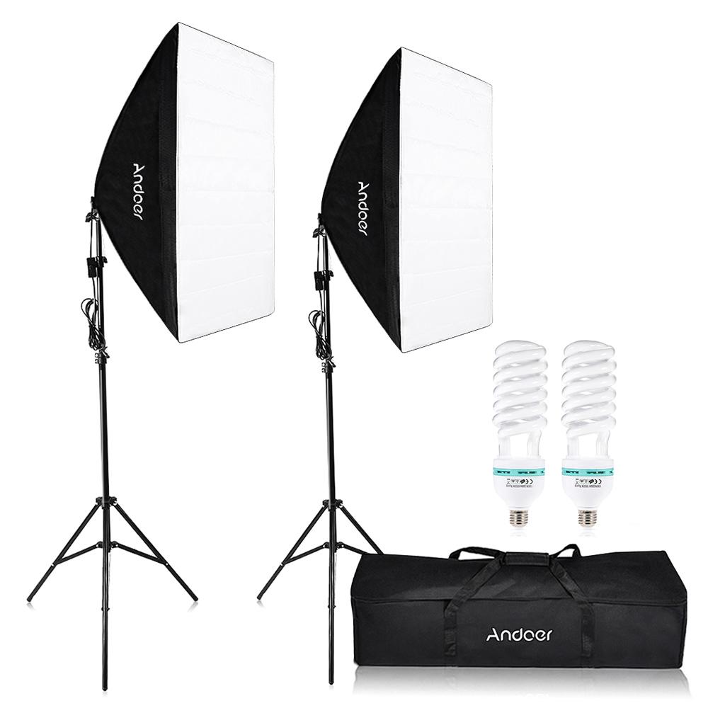 Photography Studio Cube Umbrella Softbox Light Lighting Tent Kit Photo Video Equipment 2 * 135W Bulb 2 * Tripod Stand 2