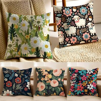 Schöne Blumen-Kissenhülle Staubmilbenfrei Versteckter Reißverschluss Sofa Bett