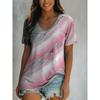 Women's Stylish V Neck Short Sleeve T Shirt Marble Bohemia Vintage Graphic Print Casual Regular Tops Daily Pink for Summer
