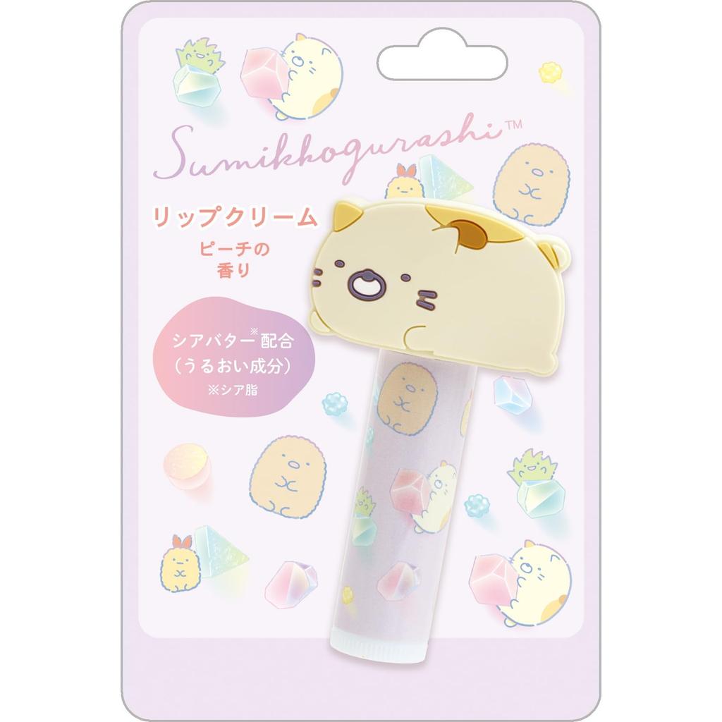 FE41002 Sumikko Gurashi Lip Cream with Mascot Cat (Peach Scent)