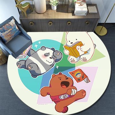 We Bare Bears Round Area Rug,Carpet Rug for Living Room Bedroom Sofa Playroom Decor,Non-slip Floor Mat