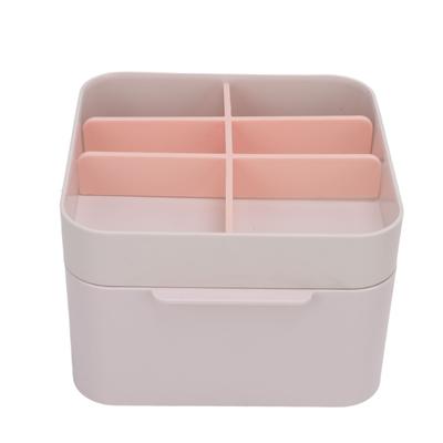 Cosmetic Storage Box Organizer with Drawer Lid Desktop Countertop Makeup Lipstick Brushes Case