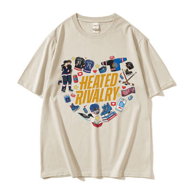 Heißer Film Heizte Rivalität Grafik T-Shirts Unisex Damen Harajuku Vintage Mode T-Shirt O-Ausschnitt Lässig Baumwolle Übergroße T-Shirts
