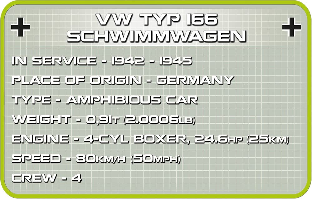 Cobi Historical Collection #2403 Schwimmwagen Type 166 (WWII German Army) [Military Block - COBI Official Japan Distributor]