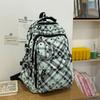 Large Capacity Plaid Backpack Women's Star Printed Student School Bag with Coin Purse