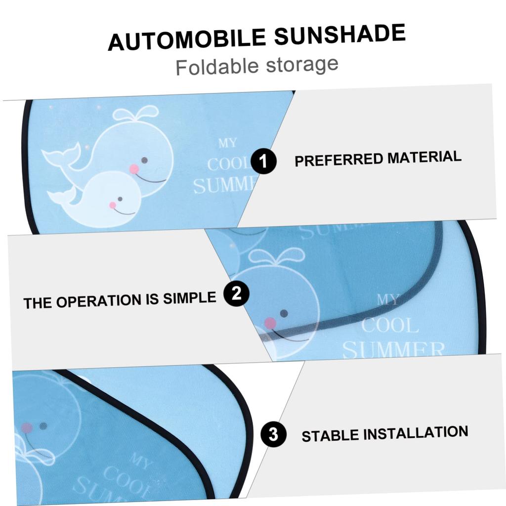 Vaguelly 2pcs Kids Car Sun Shade Cartoon Design Sun Shade Cut