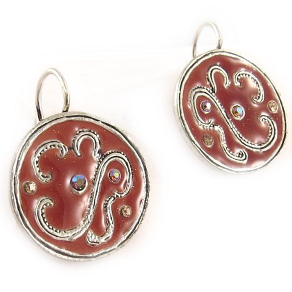 Les Trésors De Lily [C7594] - Designer Dangle Earrings 'Dancing Frescoes' Mahogany